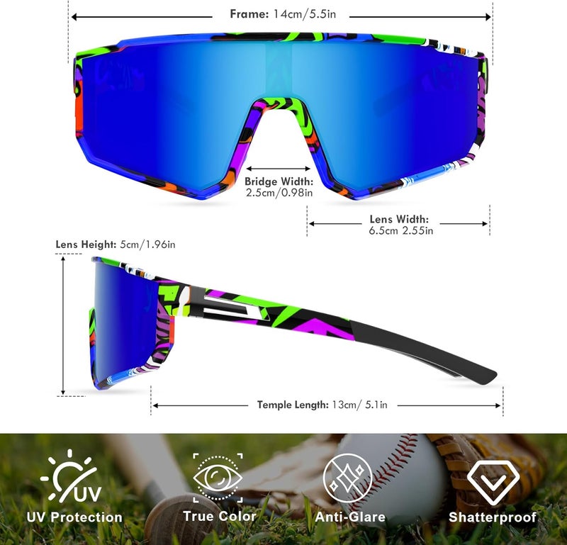 Derowern Youth Baseball Sunglasses, Kids Polarized Sports Sunglasses,UV400 Protection Glasses for Boys Girls Softball Cycling - Image 3